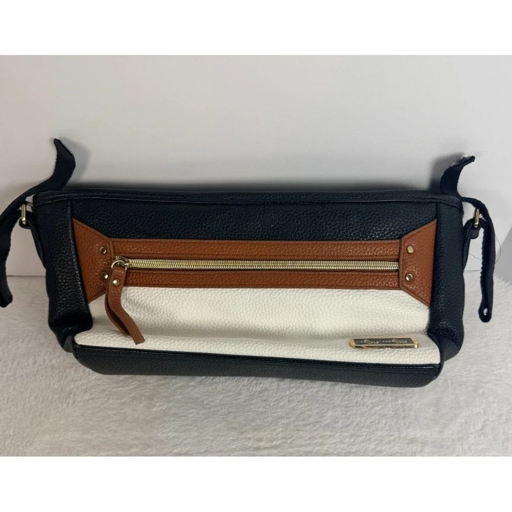 Itzy Ritzy Vegan Leather Diaper Bag Organizer Clutch Travel Pouch Black Tan